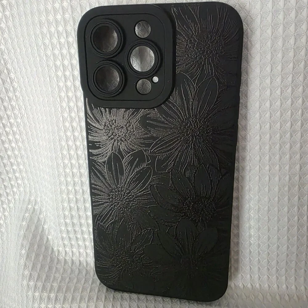 NEW - Mzelq Black Flower Phone Case For Iphone 16 Pro Max - Picture 2 of 4